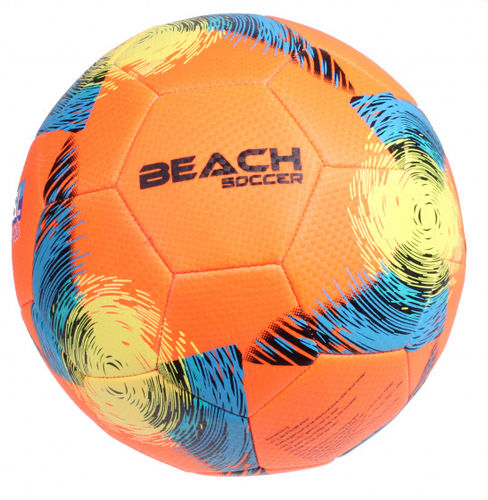 E&L Sports beachvoetbal oranje/blauw/geel rubber maat 5